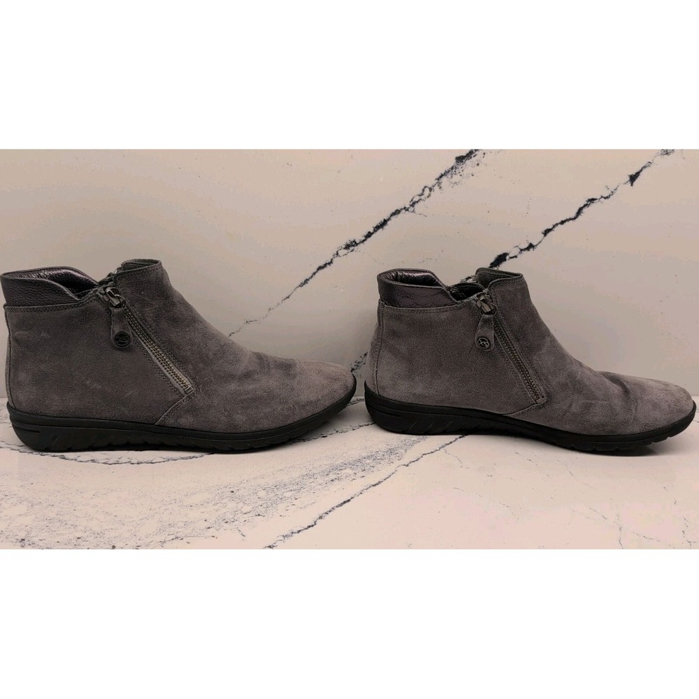 Hartjes XS Ankle Boot Women's Size 6 Gray Suede Side Zip Up Flat Heel - Picture 2 of 7